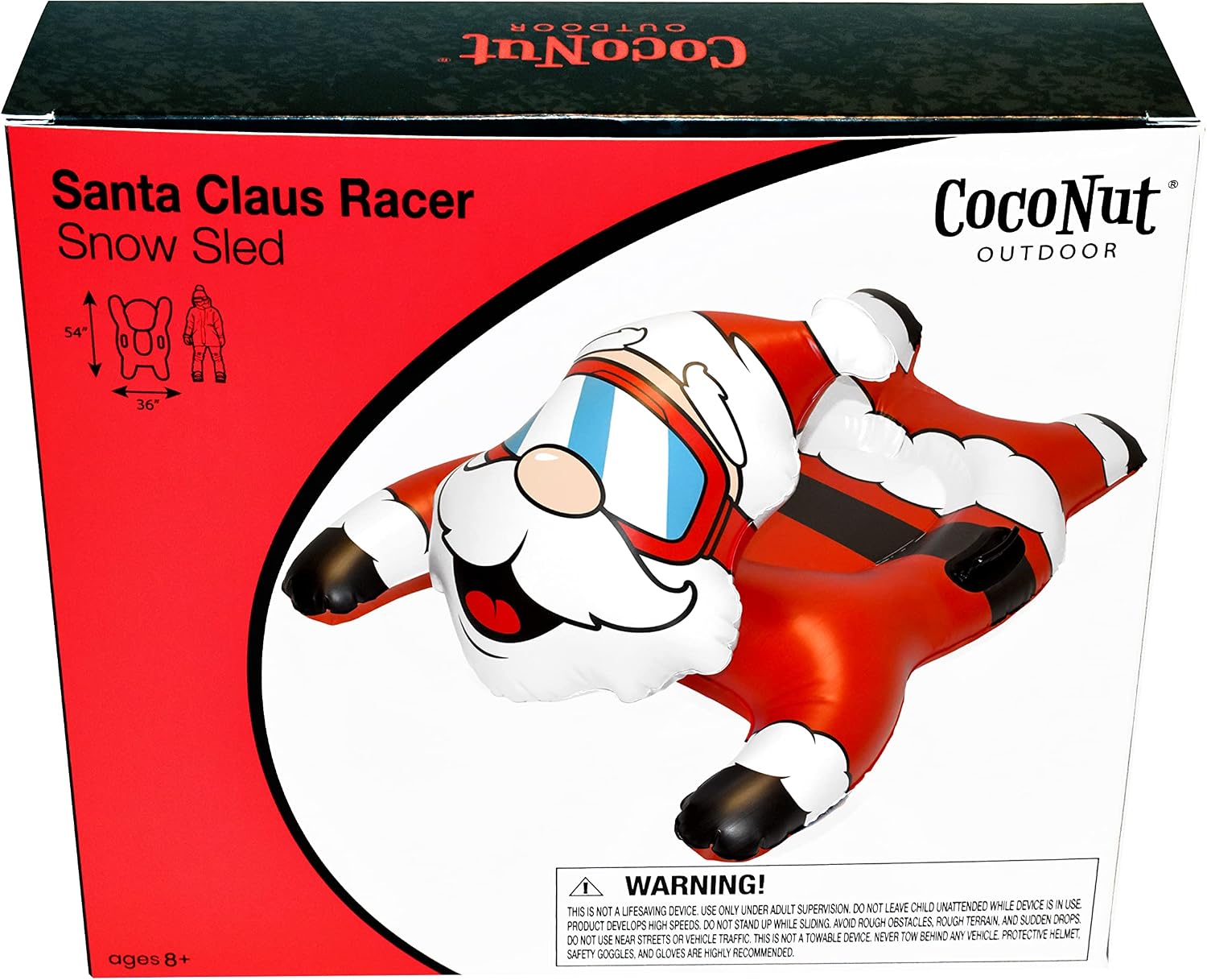 CocoNut Outdoor 54 in Santa Claus Inflatable Snow Tube Sled