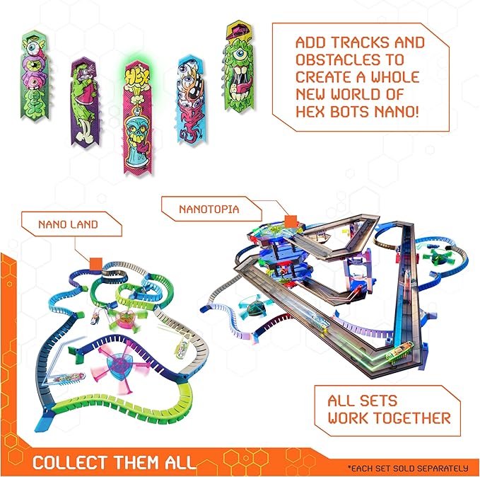 HEX BOTS Nano 5 Pack, 4 Mini Bots with Bonus Flash Bot
