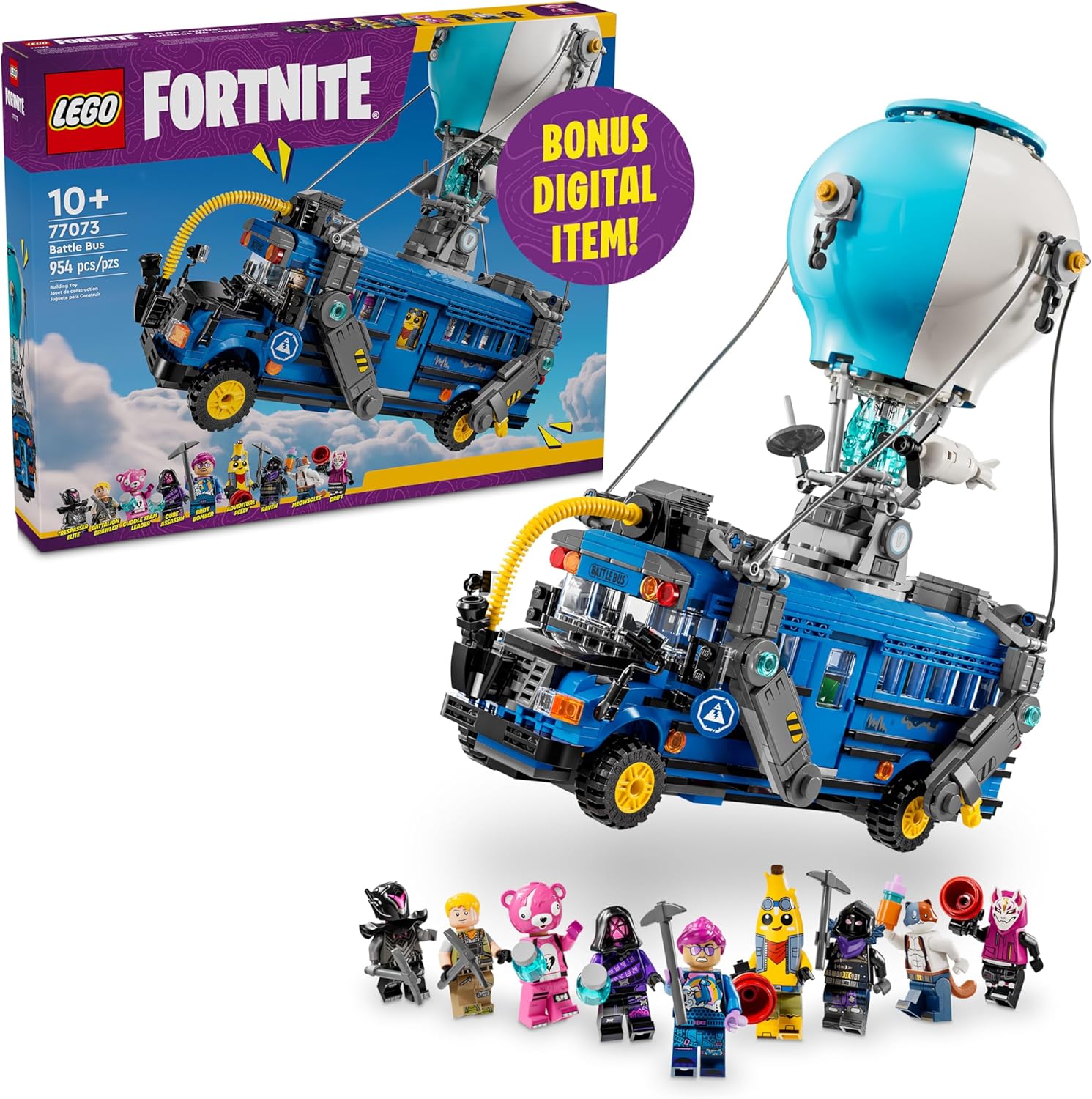 LEGO Fortnite Battle Bus Building Set with 9 Minifigures, Collectible Video Game Toy Gift 77073