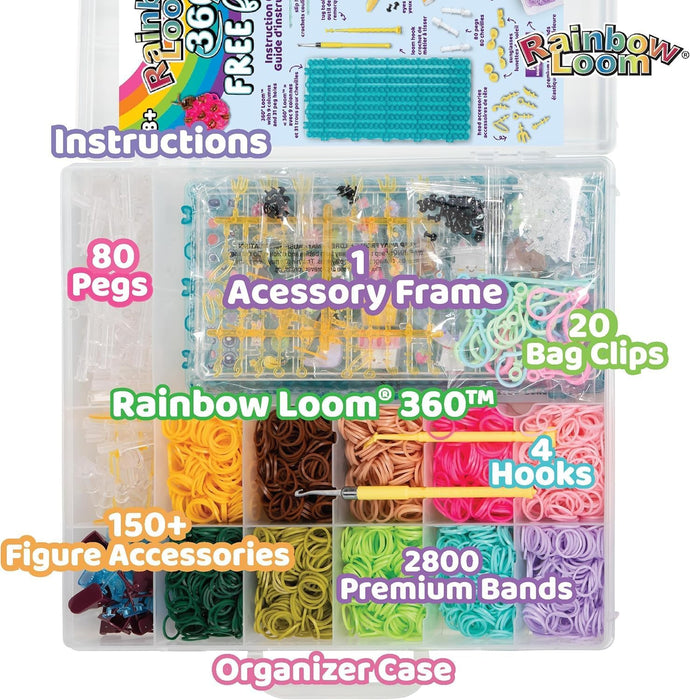 Rainbow Loom 360 Free Form DIY Craft Kit: Customizable Loom, 2800 Bands