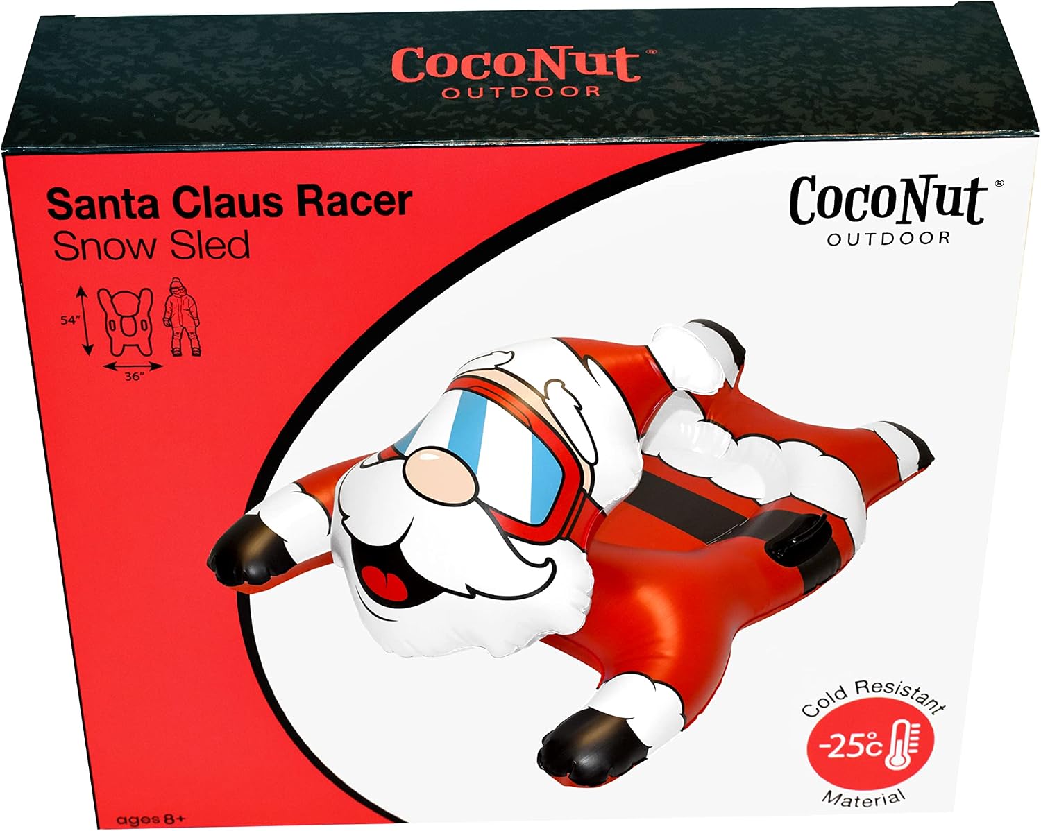 CocoNut Outdoor 54 in Santa Claus Inflatable Snow Tube Sled