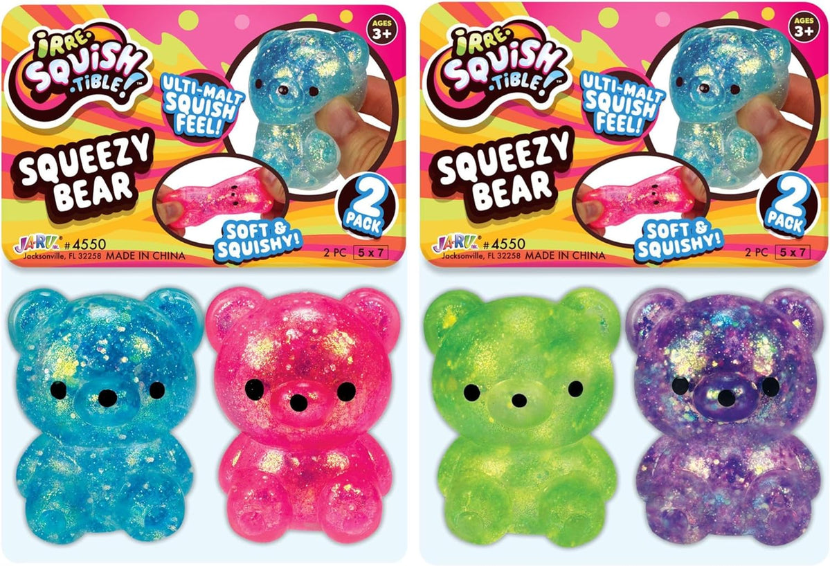 JA-RU Squeezy Bear Glitter Sensory Fidget Toys 2 Pack Set — Learning ...