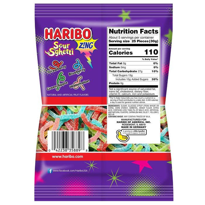 Haribo Sour Spaghetti Gummy Candy 5 oz
