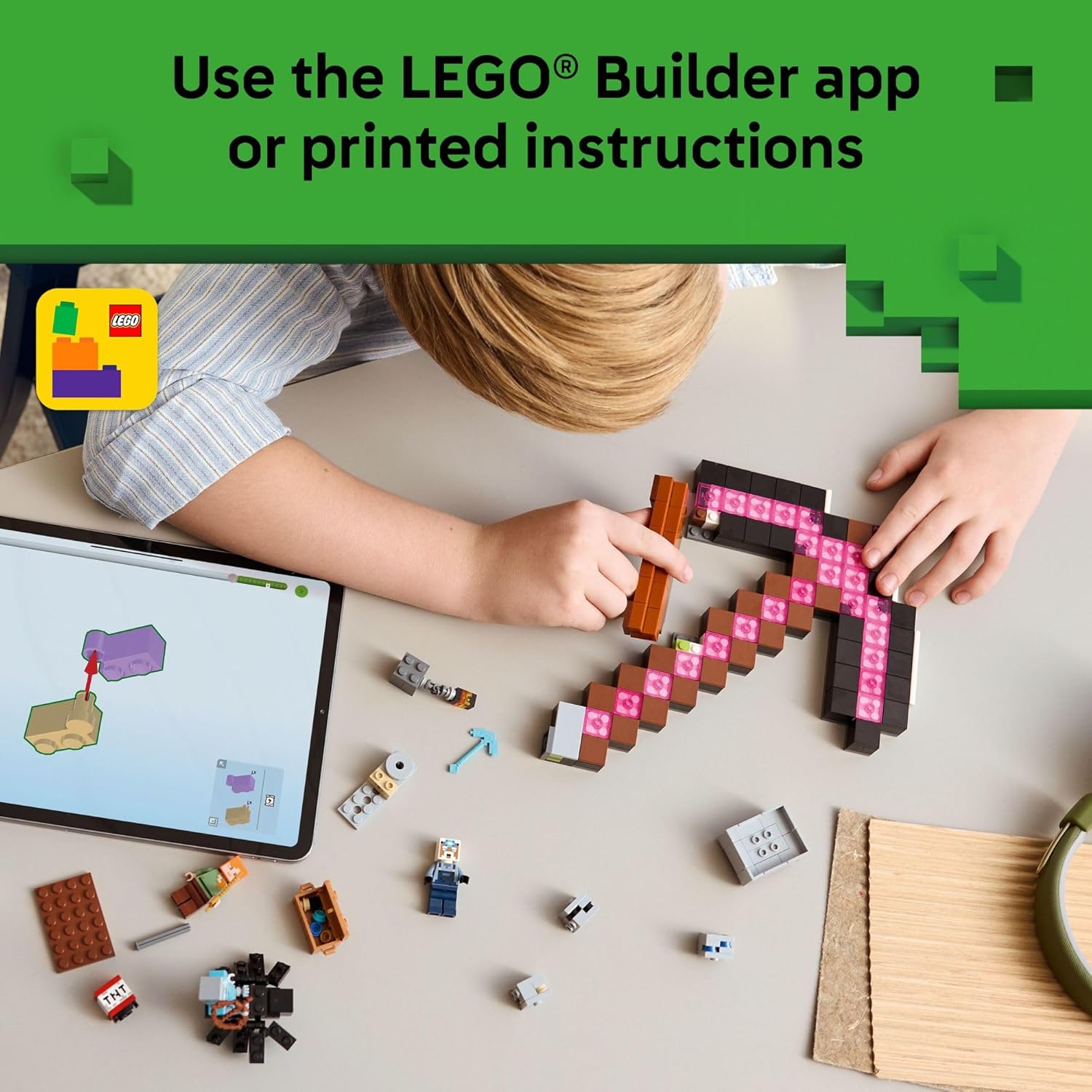 LEGO Minecraft Pickaxe Mine Building Set: Alex, Miner, Spider Jockey Figures Adventure