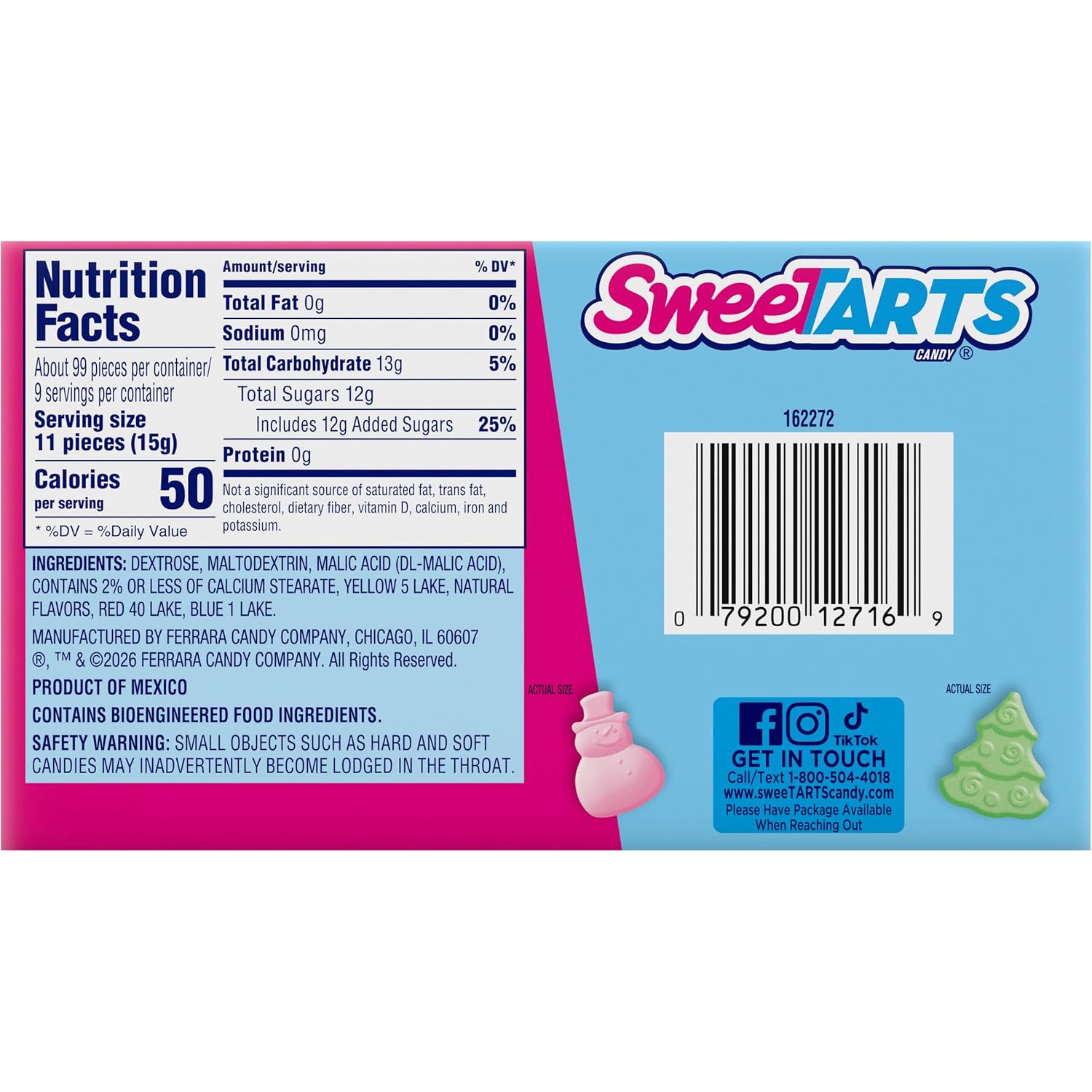 SweeTARTS Merry Mix Holiday Candy Theater Box 5oz
