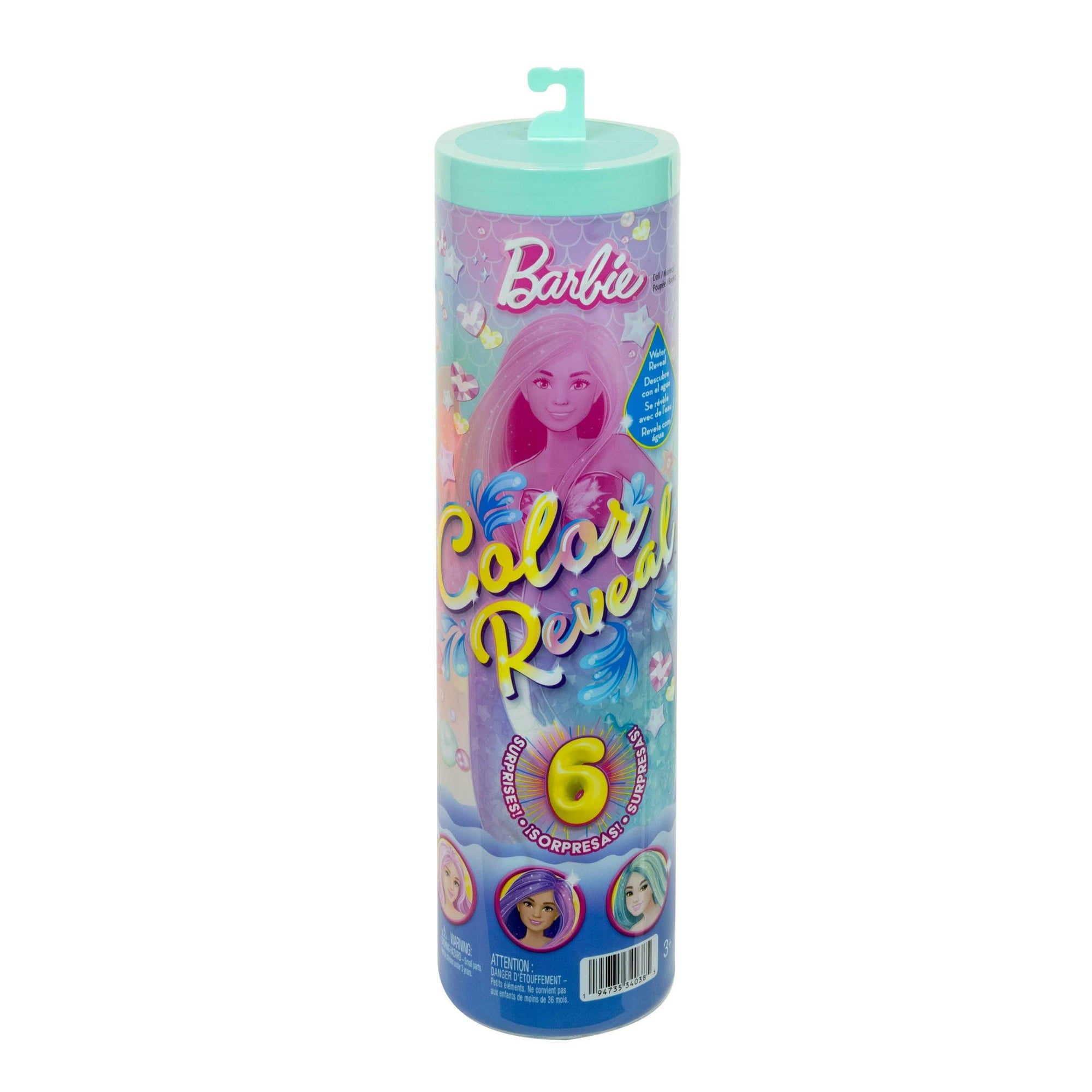Barbie Color Reveal Mermaid Series Doll & Accessories with 6 Surprises (Styles May Vary)