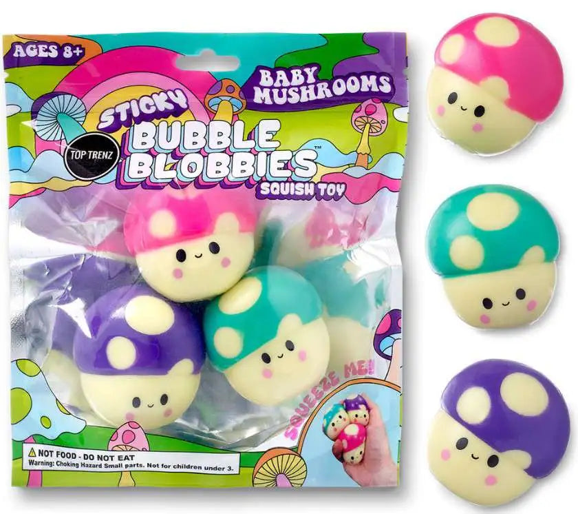 Top Trenz Sticky Bubble Blobbies Baby Mushroom Squish Toy 3-Pack ...