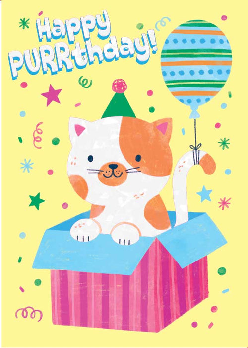Kitten Birthday Present - Foil Card