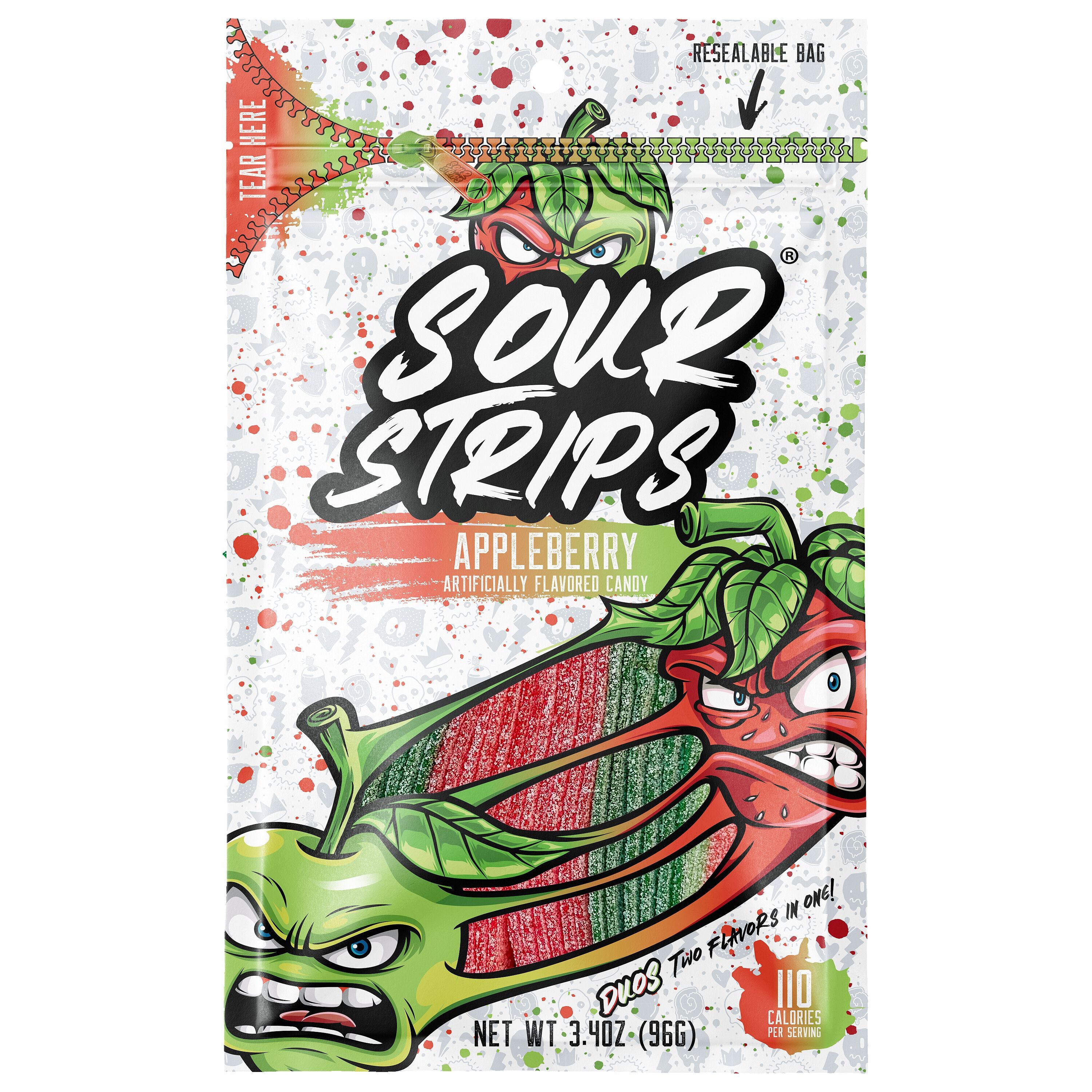 Sour Strips Appleberry Chewy Candy Peg Bag 3.4oz