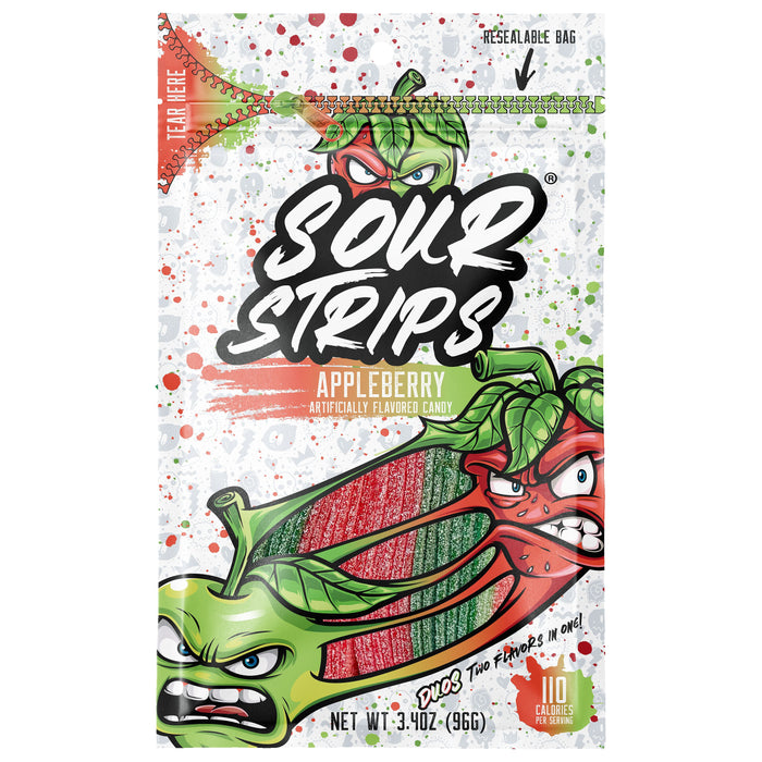 Sour Strips Appleberry Chewy Candy Peg Bag 3.4oz