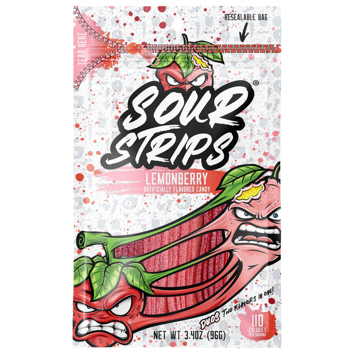 Sour Strips Lemonberry Candy Peg Bag 3.4 oz