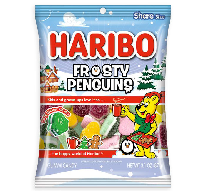 HARIBO Frosty Penguins Gummy Holiday Candy Bag 3.1 oz 12-Count