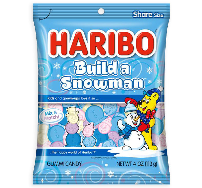 HARIBO Build a Snowman Gummy Holiday Candy Bag 4 oz 12-Count