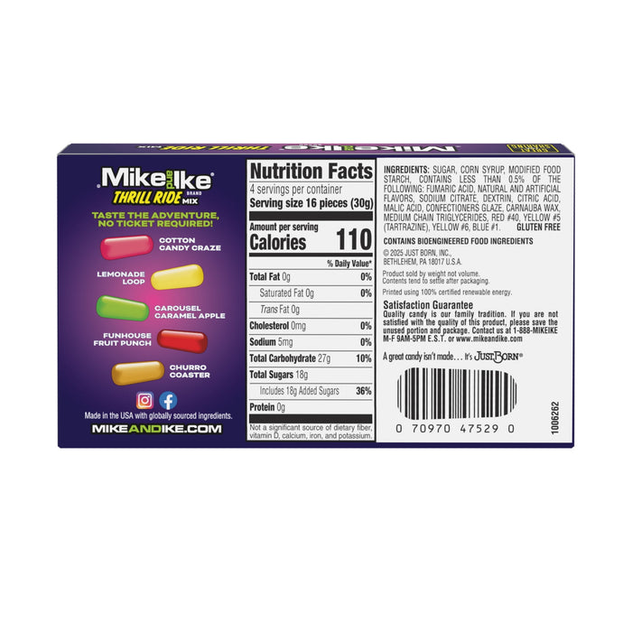 MIKE AND IKE Thrill Ride Mix Chewy Candy 4.25 oz