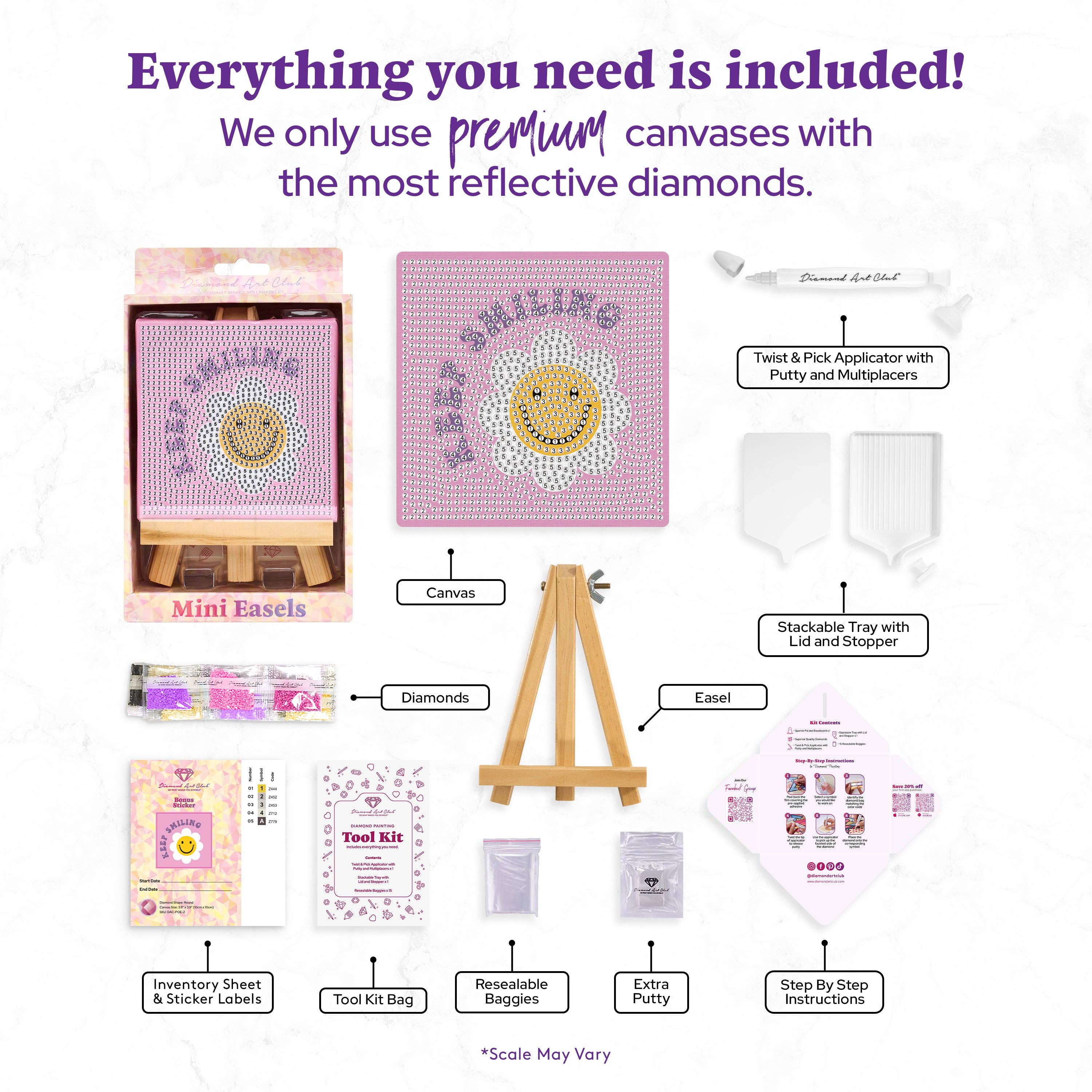 Mini Easels - Keep Smiling Diamond Art