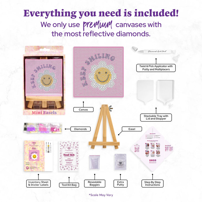 Mini Easels - Keep Smiling Diamond Art
