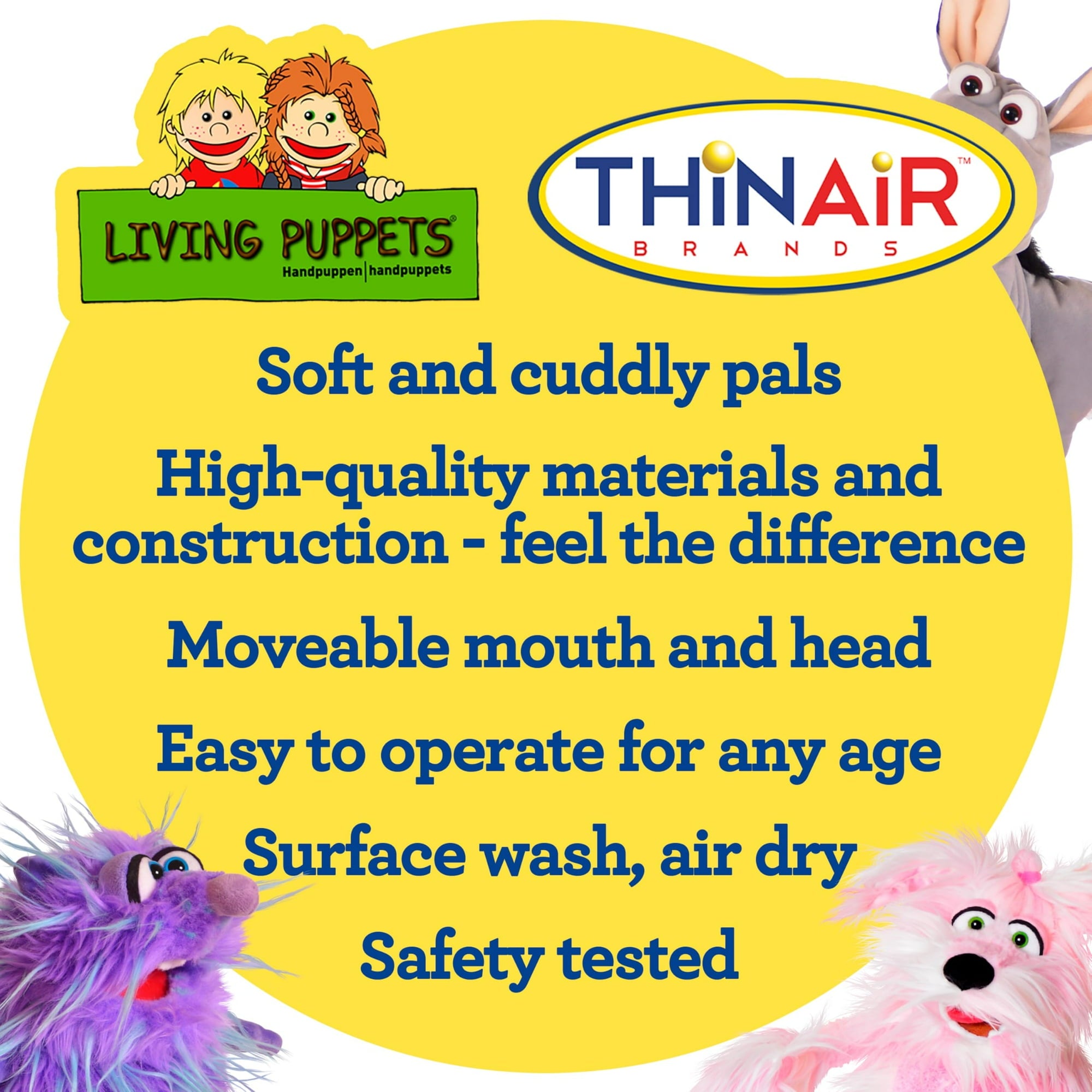 Living Puppets 15-Inch Plush Pink & Orange Friendly Monster Hand Puppet