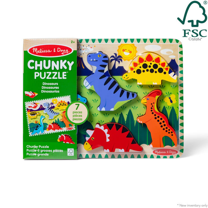 Melissa & Doug Dinosaur Chunky Wooden Puzzle 7 Pieces