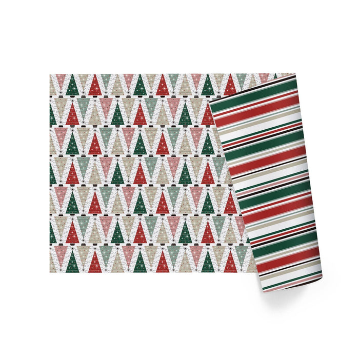 30" x 10' Wrapping Paper | Retro Trees/Retro Multicolor Striped