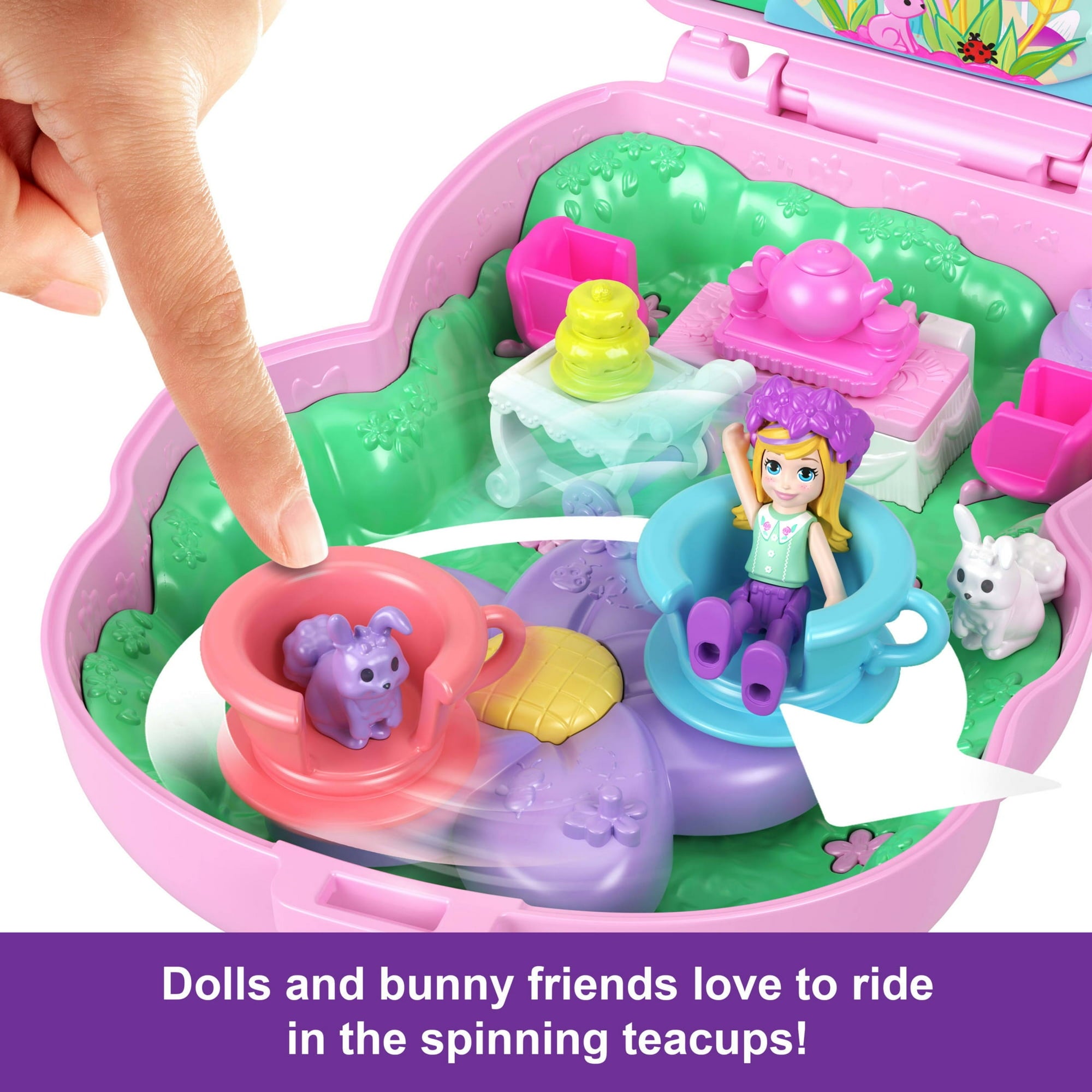 Polly Pocket Tea Party Bunny Compact Playset with Micro Doll