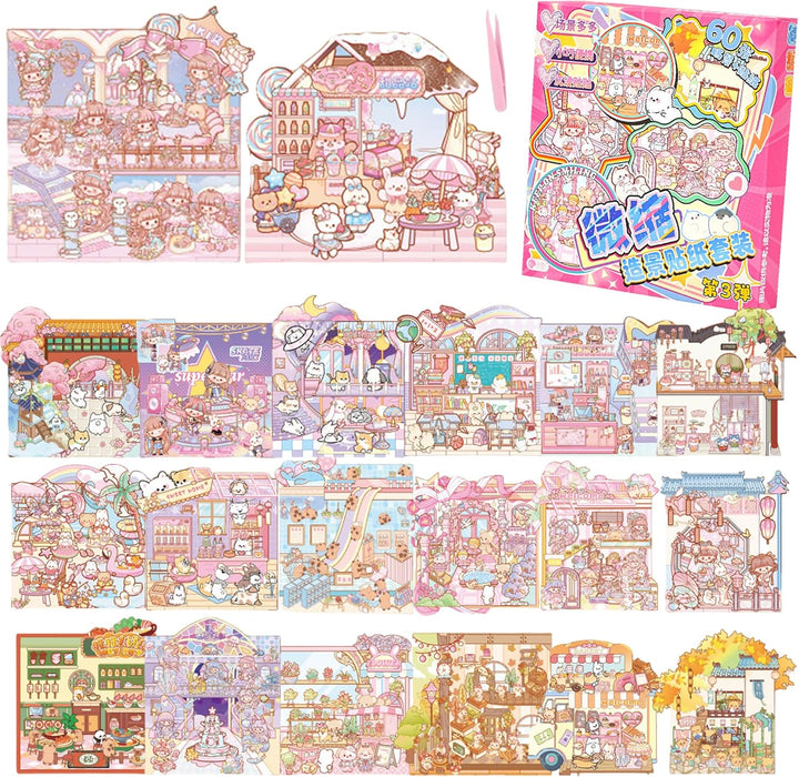 20 Sets 3D Sticker Scenes: Creative Stress Relief Craft Kit for All Ages