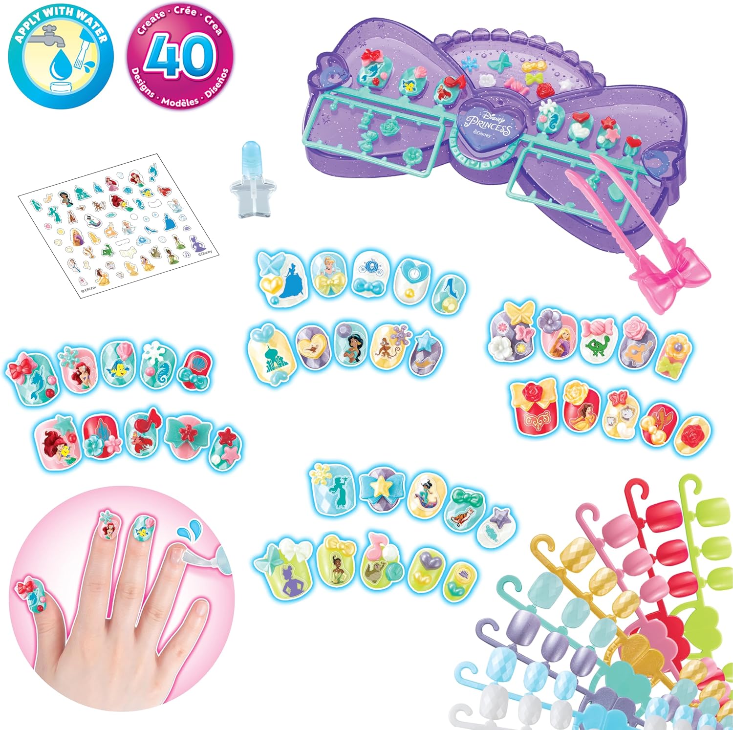 Aquabeads Disney Princess Magical Water-Activated Nail Designer Kit for Creative Kids