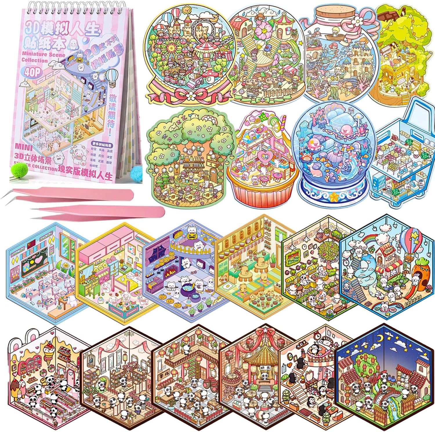 DIY 3D Sticker Scene Book: Reusable House & Landscape Therapy for Relaxation