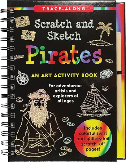 Peter Pauper Press Scratch & Sketch Pirates Trace-Along Activity Book
