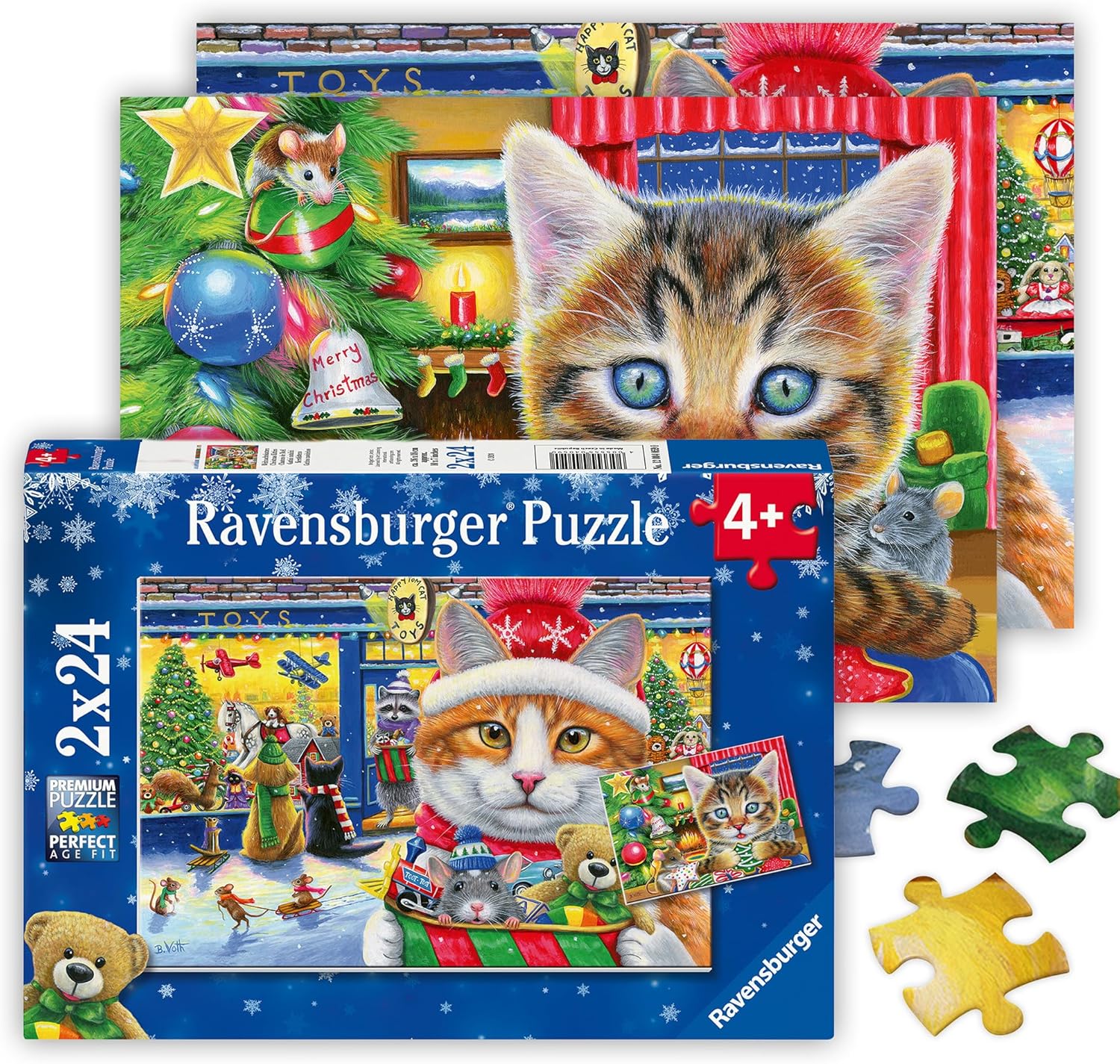 Ravensburger Christmas Kitties Jigsaw Puzzle: 2x24 Pieces, Premium Quality, Ages 4+