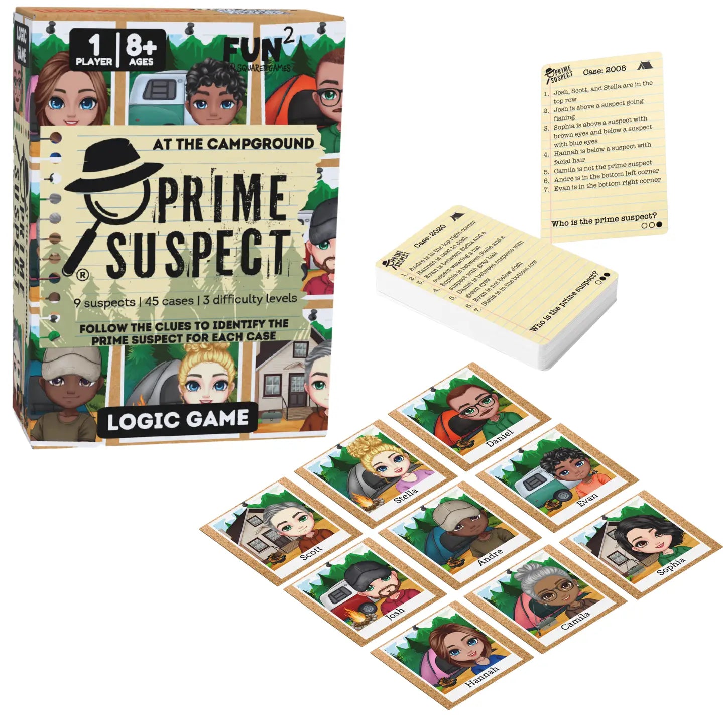 Prime Suspect Solo Deduction Game: Campground Edition - Engaging Mystery for 1 Player