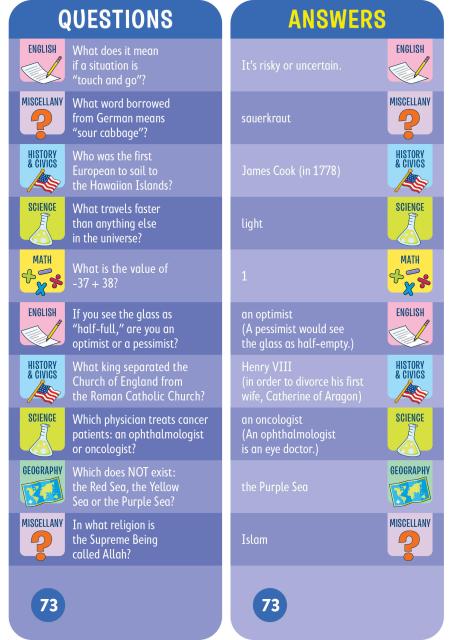 Brain Quest 7th Grade Smart Cards Revised 4th Edition