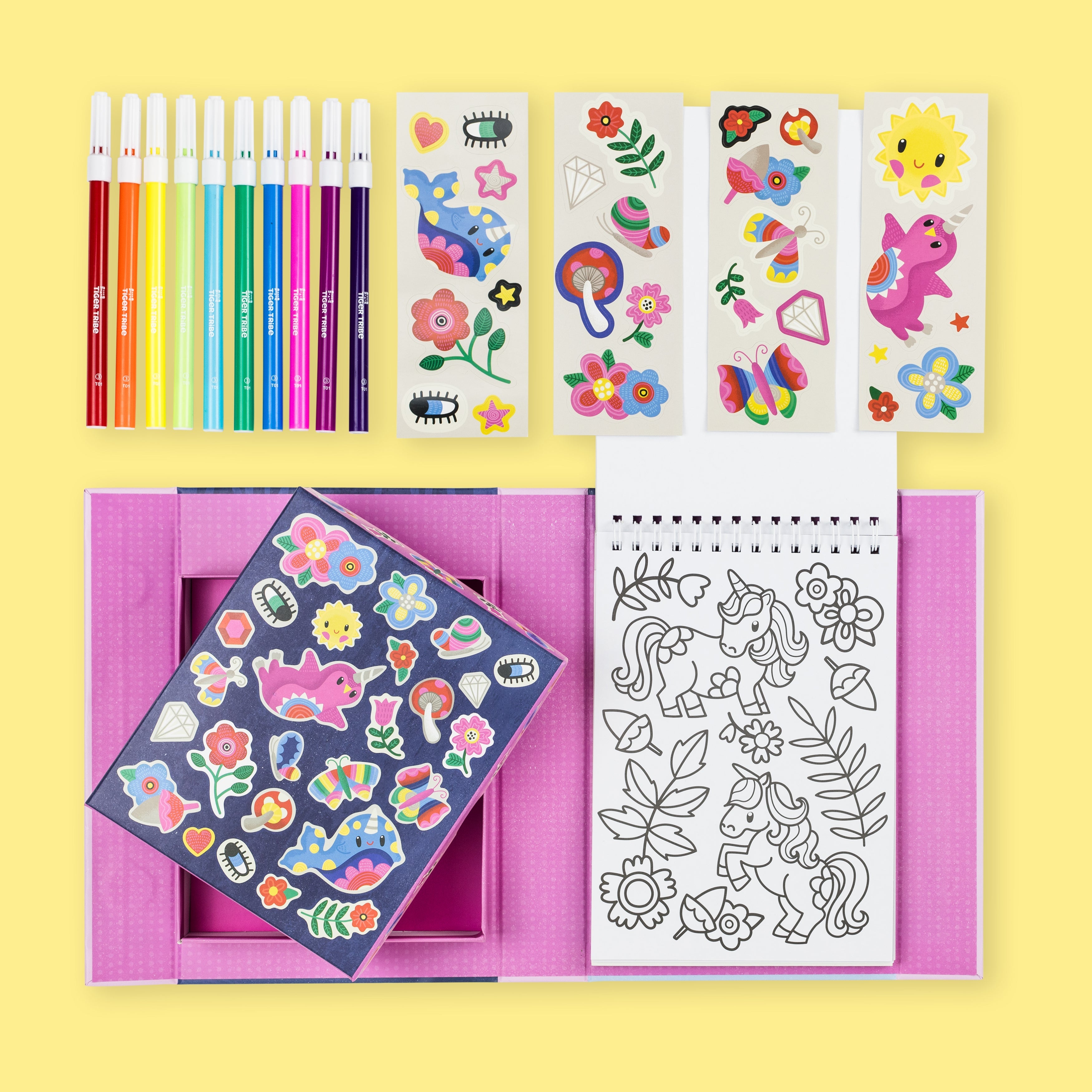 Tiger Tribe Magical Creatures Colouring Set With Markers and Stickers