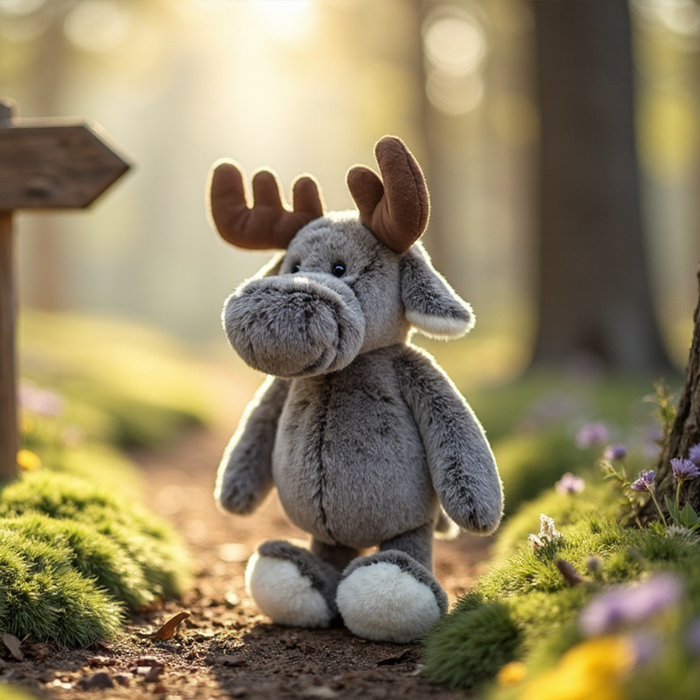 Atlas Premium Gentle Grey Moose Plush Toy - Soft Fur, Majestic Antlers