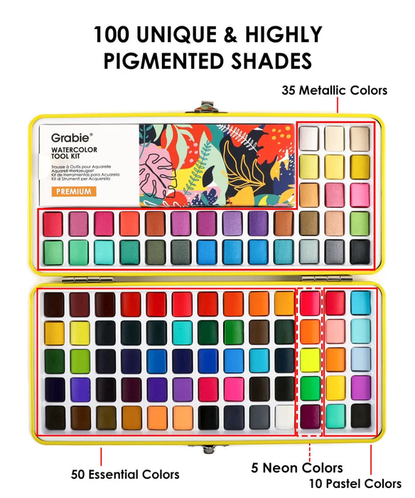 Grabie Art Premium Watercolor 100-Color Set