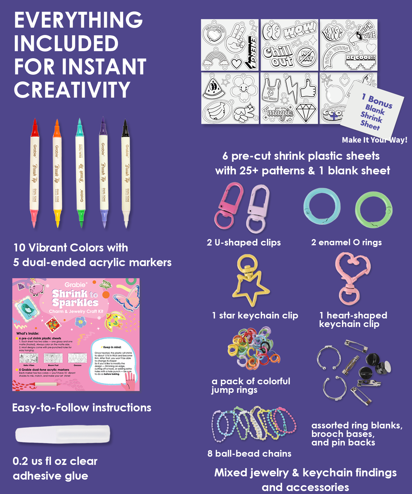 Grabie Retro Vibes DIY Shrink Art Craft Kit