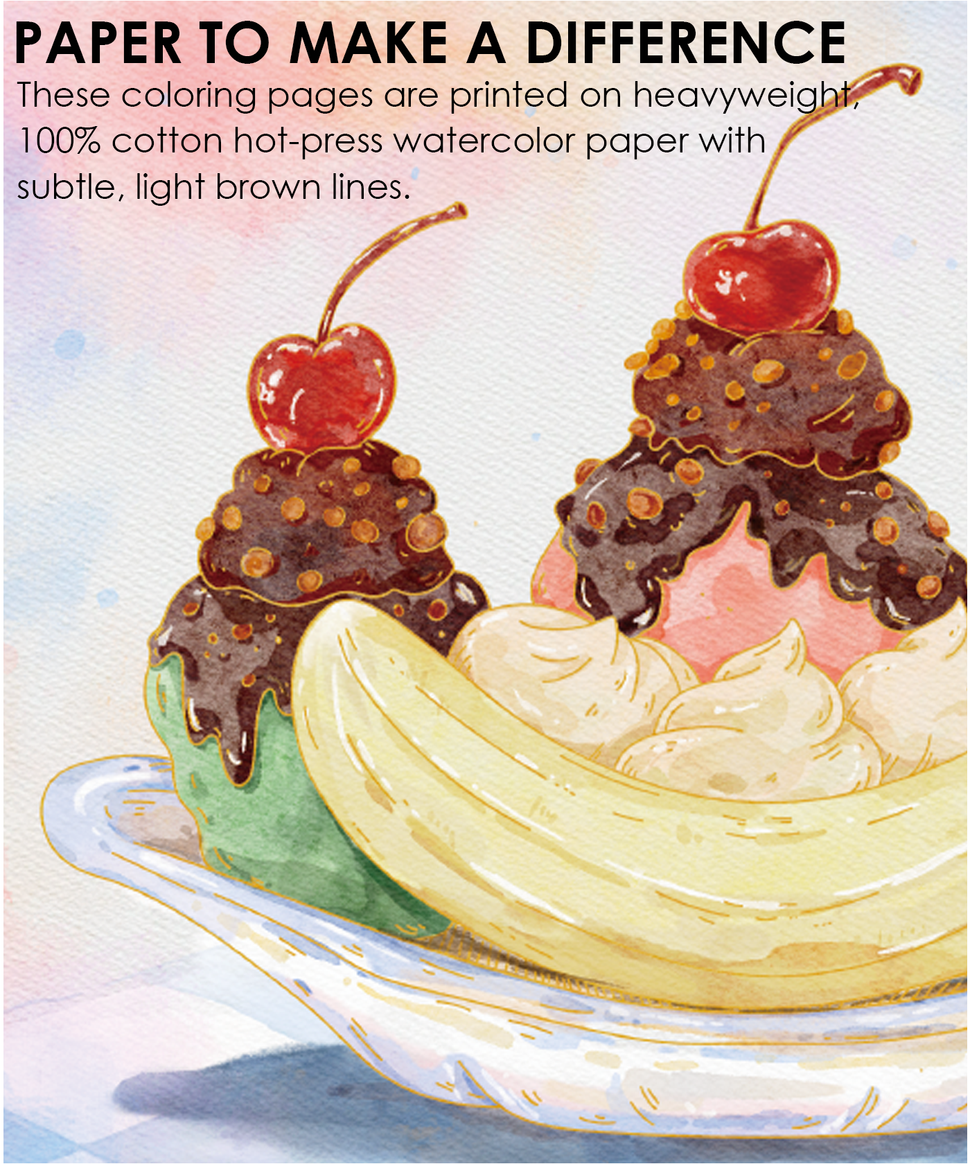 Grabie Dessert-Themed Watercolor Coloring Book 15-Sheet Set