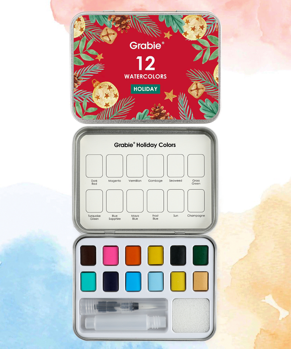 Grabie Watercolor Pocket Set of 12 With Brush Holiday Colors (Pack of 6)