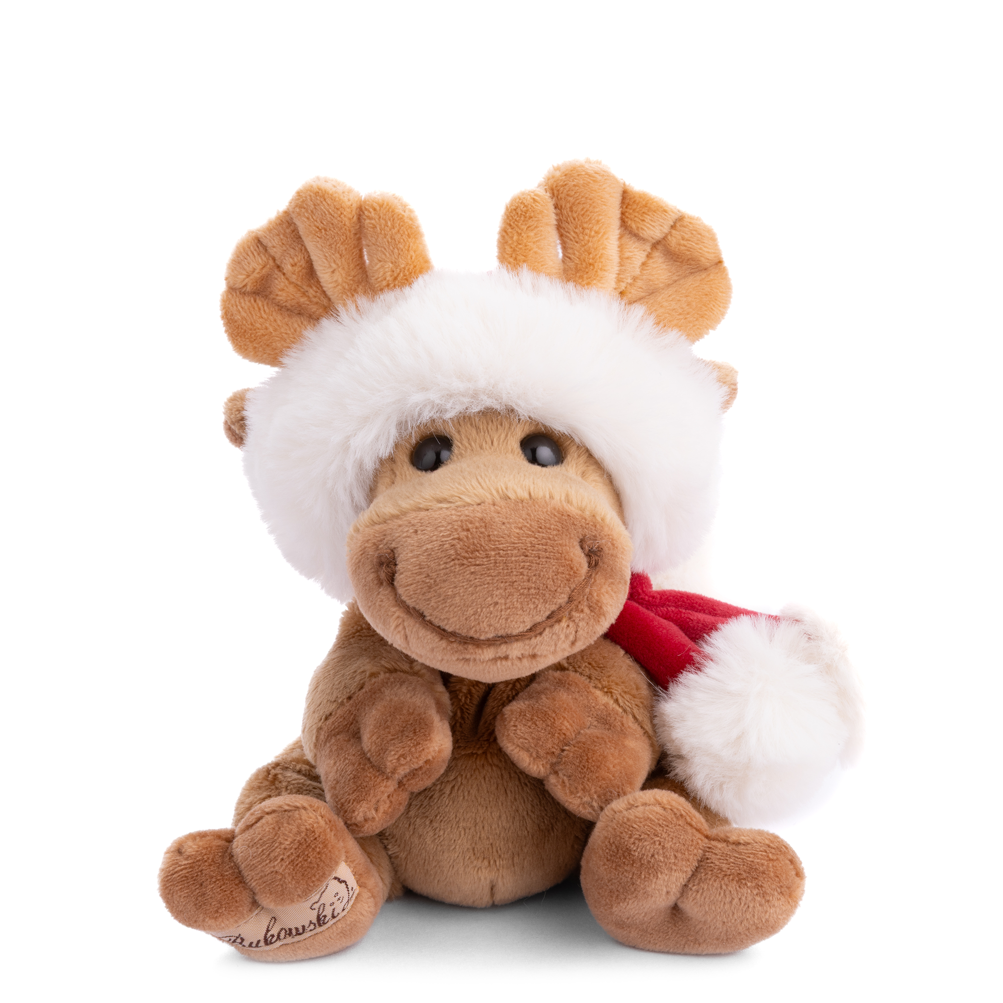 Baby Benny X-Mas Plush Moose: Cozy Holiday Stuffed Animal with Santa Hat