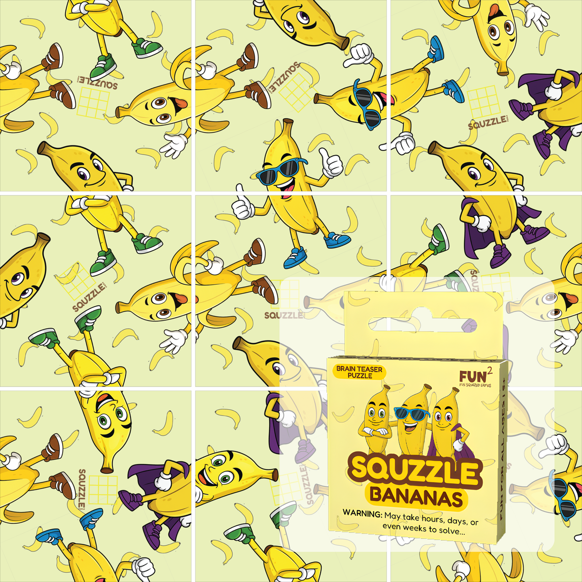 Fun Squared Games Bananas Squzzle 9-Piece Tile Puzzle