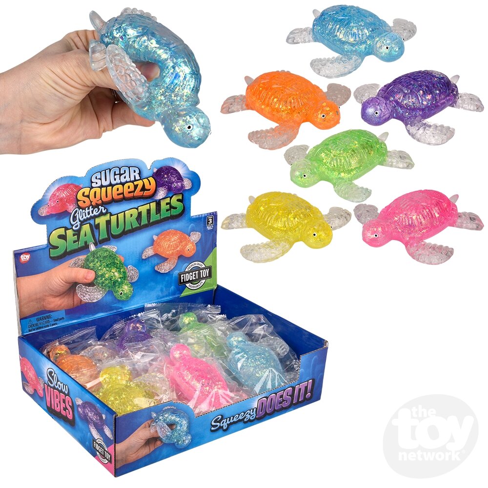Squeezy Sugar Sea Turtle Fidget Toy 4-Inch 12-Count Display