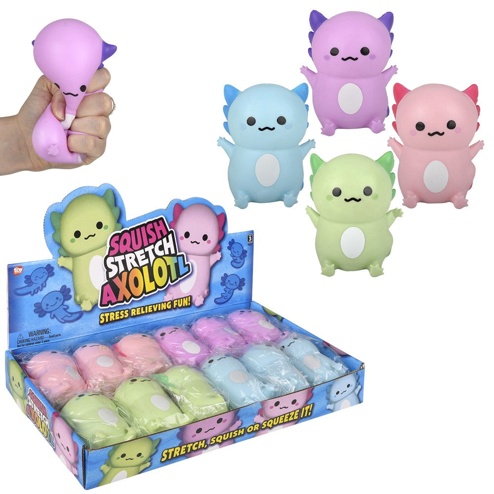 4-Inch Squish and Stretch Axolotl Fidget Toy 12-Pack