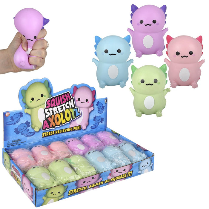 4-Inch Squish and Stretch Axolotl Fidget Toy 12-Pack