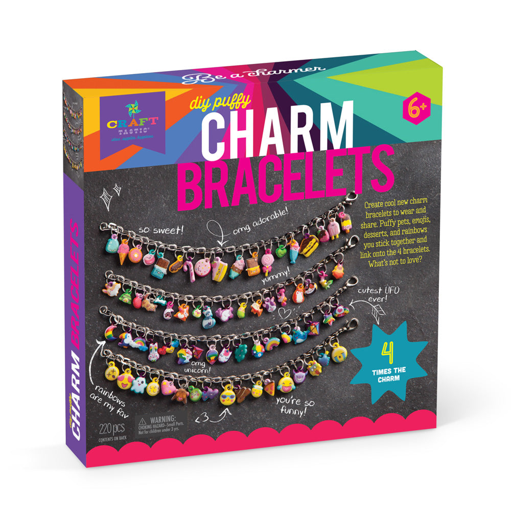 Craft-tastic DIY Puffy Charm Bracelet Making Kit 4 Bracelets