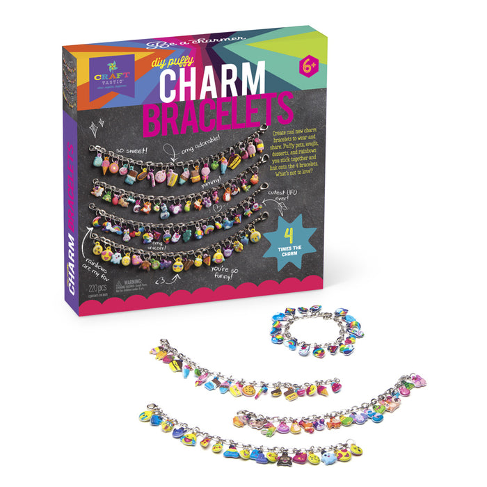 Craft-tastic DIY Puffy Charm Bracelet Making Kit 4 Bracelets