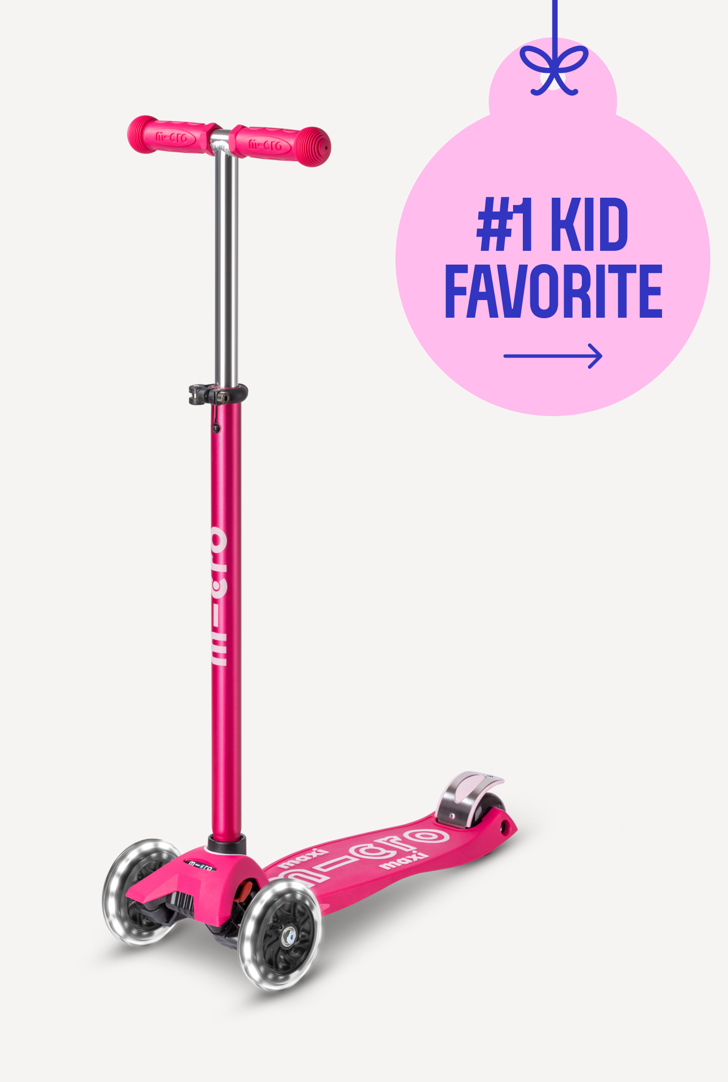 Micro Maxi LED Scooter: Light-Up Wheels, Adjustable Handlebar, Grows with Kids