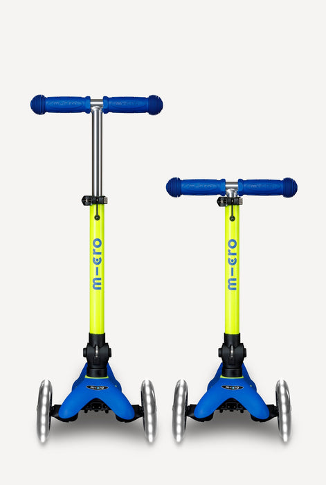 Mini Foldable LED Micro Scooter Blue and Yellow Neon