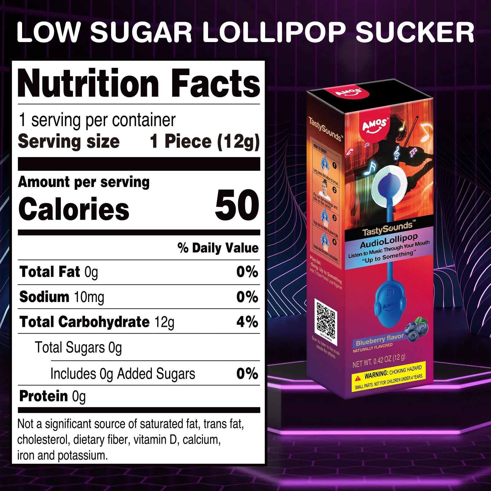 Amos Musical Audio Singing Lollipop Blueberry Flavor Candy