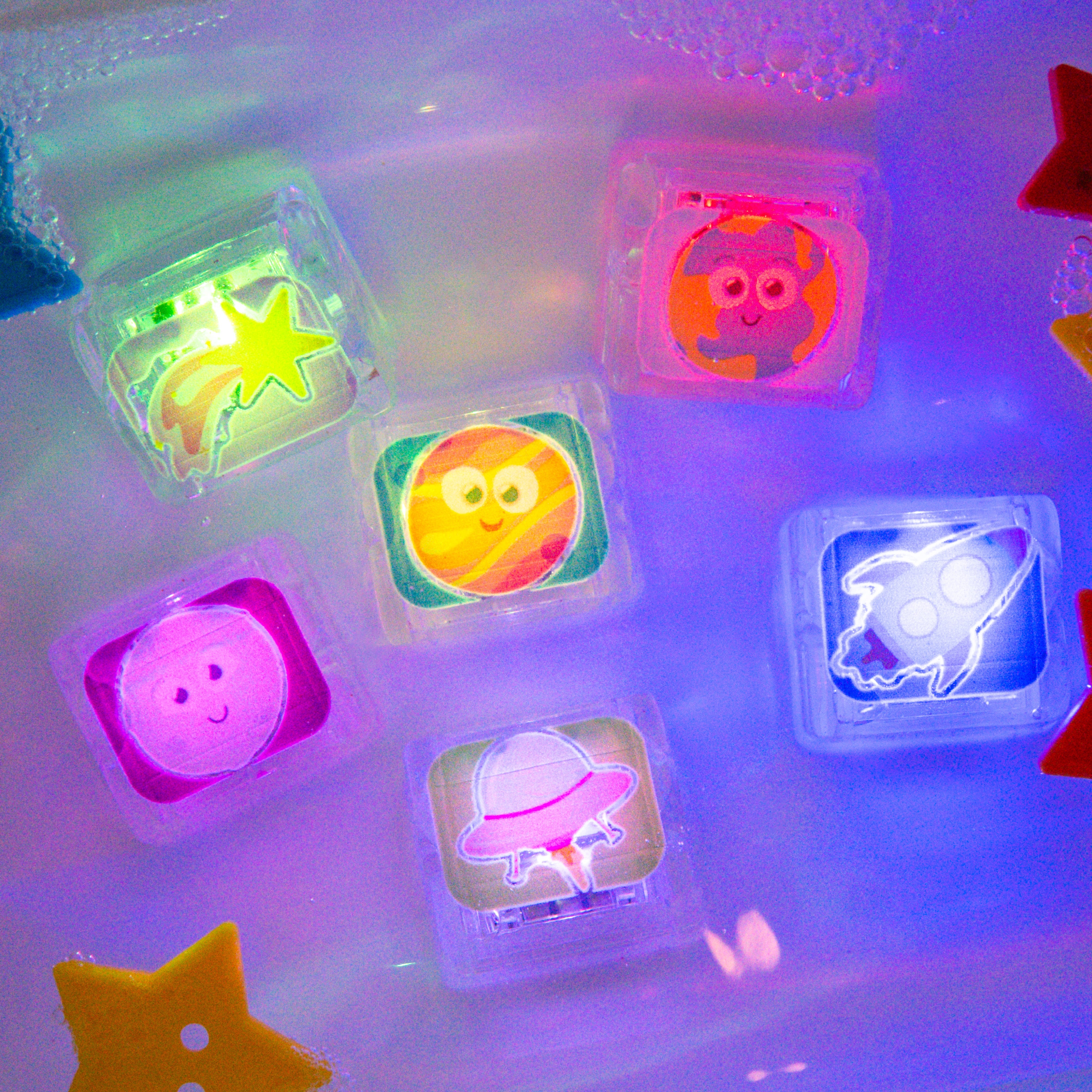 Glo Pals Space Light-Up Sensory Cubes 6-Pack Multi-Color Glow
