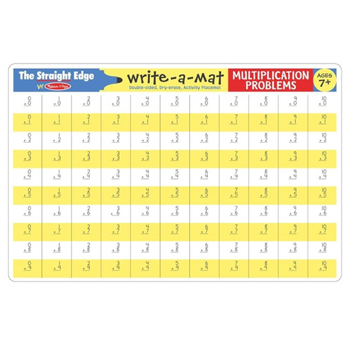 Multiplication Problems Write-A-Mat Learning Placemat