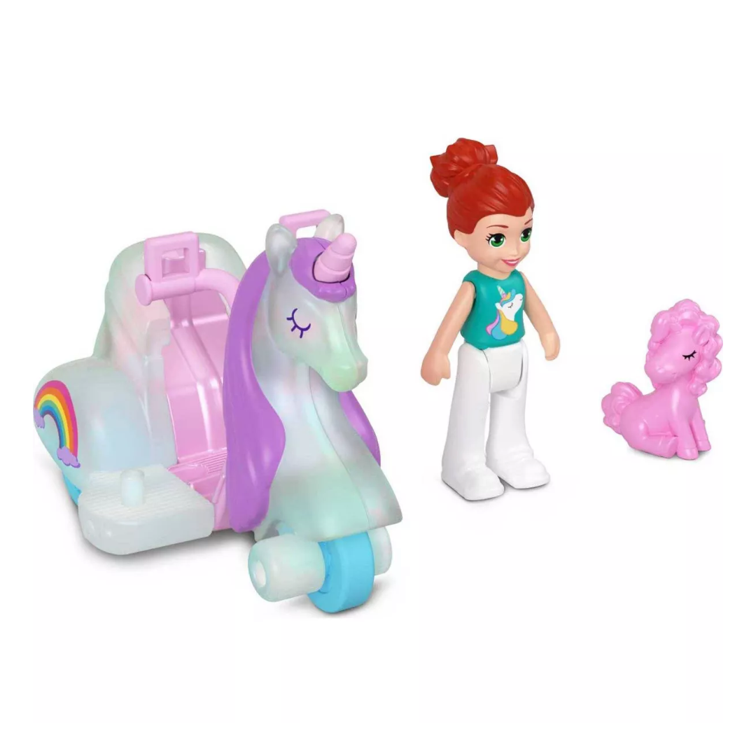 Pollyville Micro Doll with Car & Pet Playset